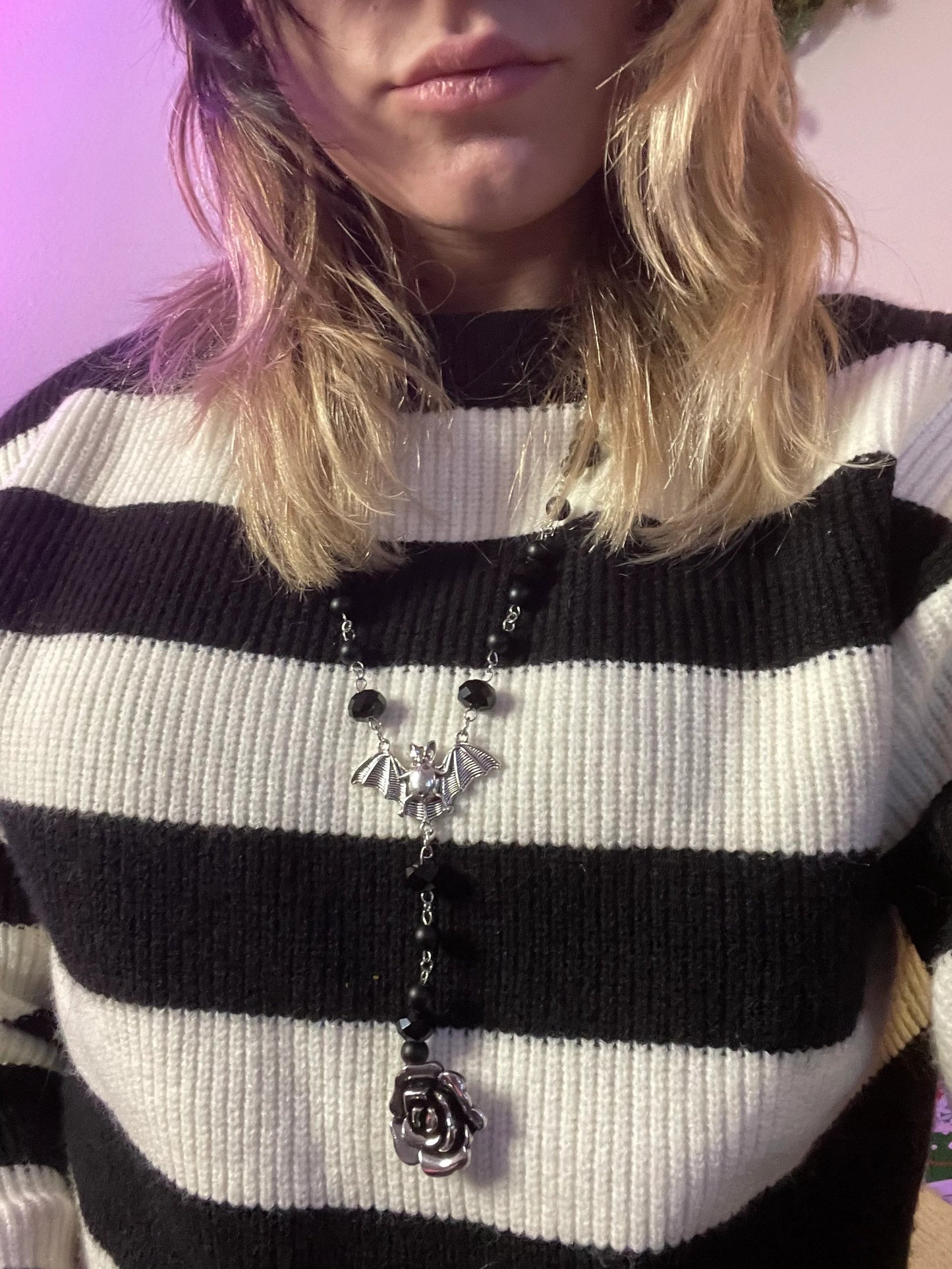 Gothic Bat Rosary (Rose) - Twilight Funeral