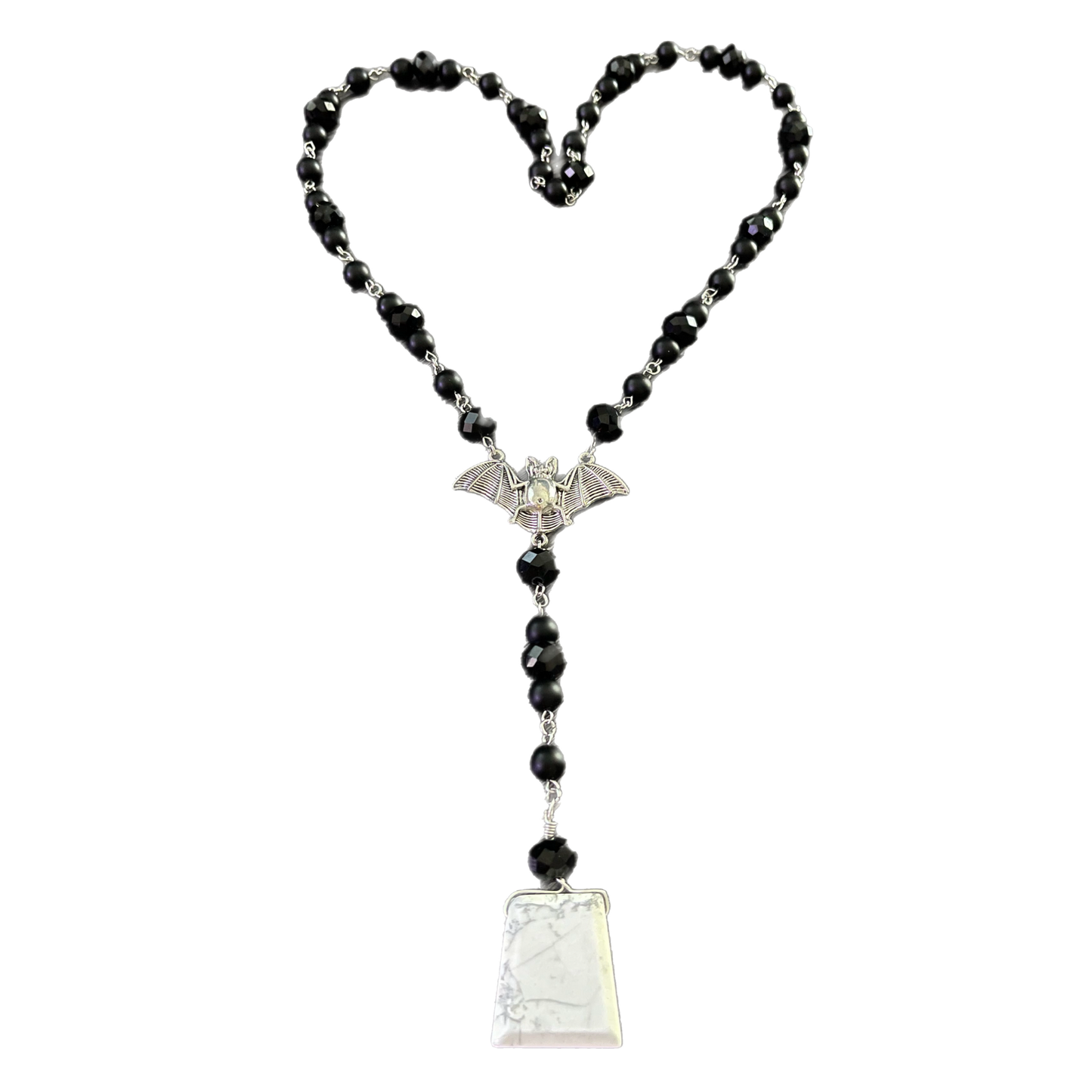 Gothic Bat Rosary (Howlite) - Twilight Funeral