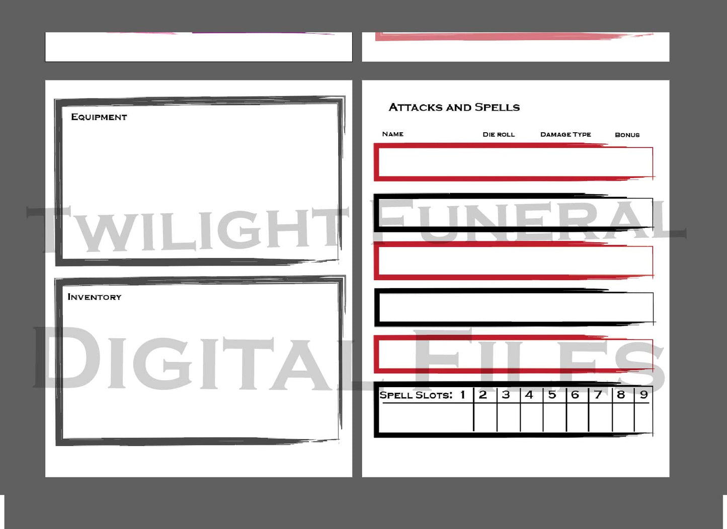 TTRPG Character Sheets for 5th Edition (Digital) - Twilight Funeral