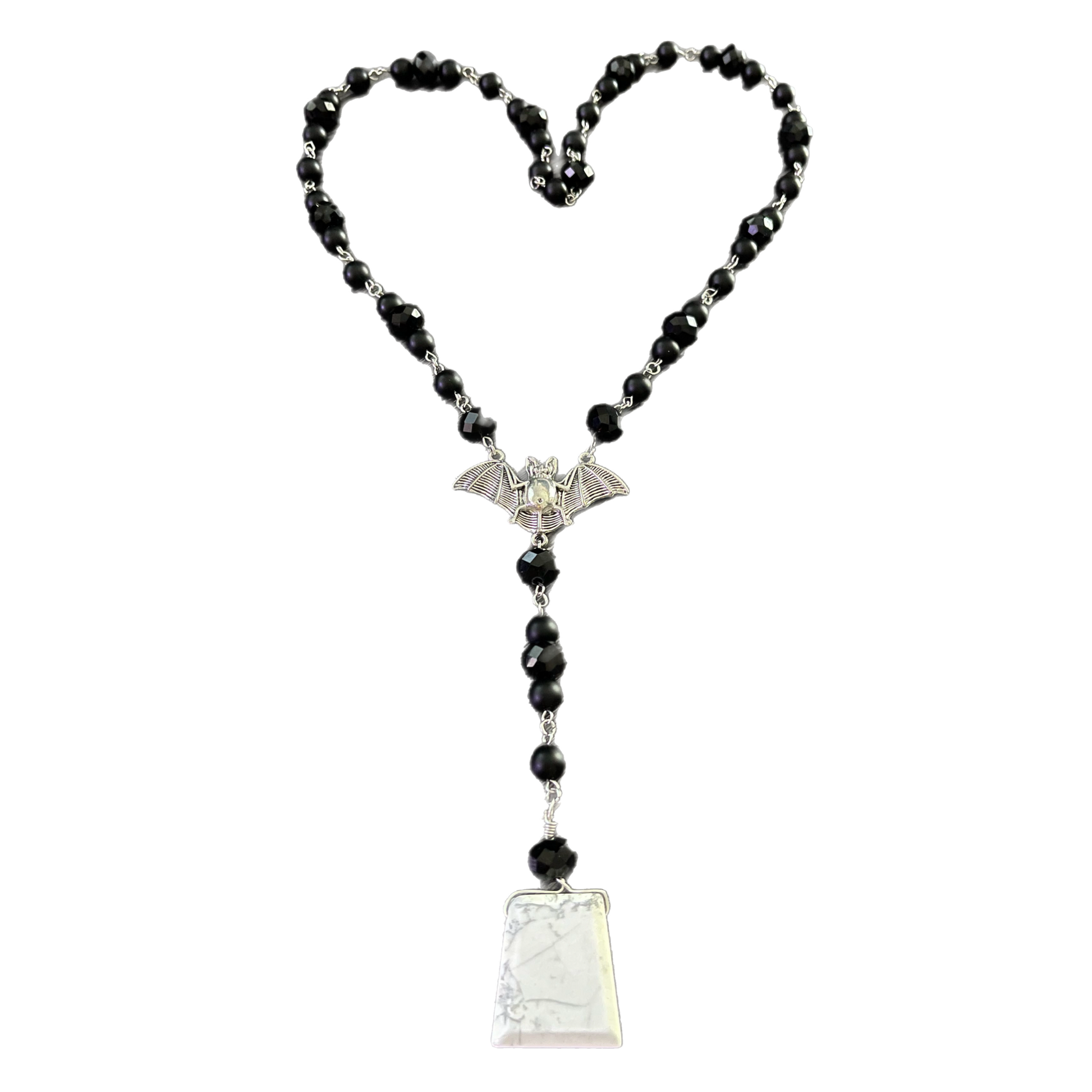 Gothic Bat Rosary (Howlite) - Twilight Funeral